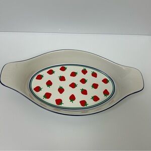 Vintage Oval Small strawberry casserole dish strawberry fields style